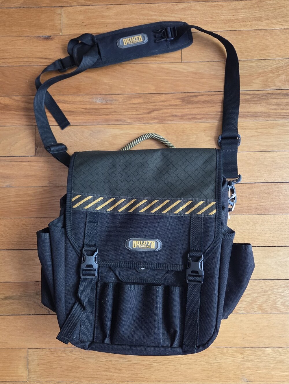 Duluth Trading Co Black and Olive Utility Tool Messenger Bag